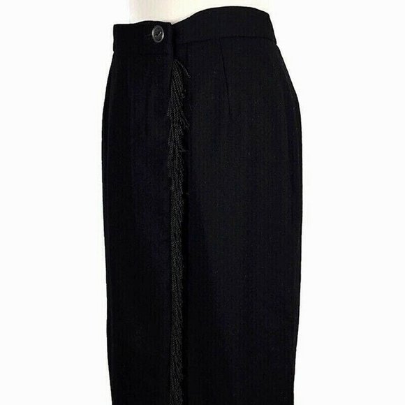 I. Magnin Vintage Take Six retro womens black wool skirt fring front skirt sz.10 - Picture 2 of 9